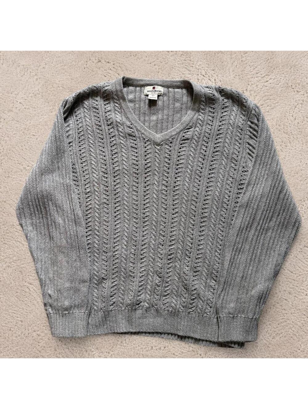 Gray Woolrich cable knit sweater